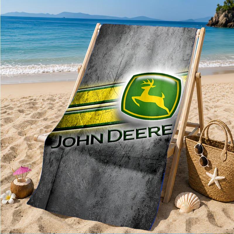 Пляжное полотенце John Deere, Быстросохнущее, Легко ухаживать, Подходит как для фитнеса, так и для пляжного отдыха, Спортивный незаменимый аксессуар