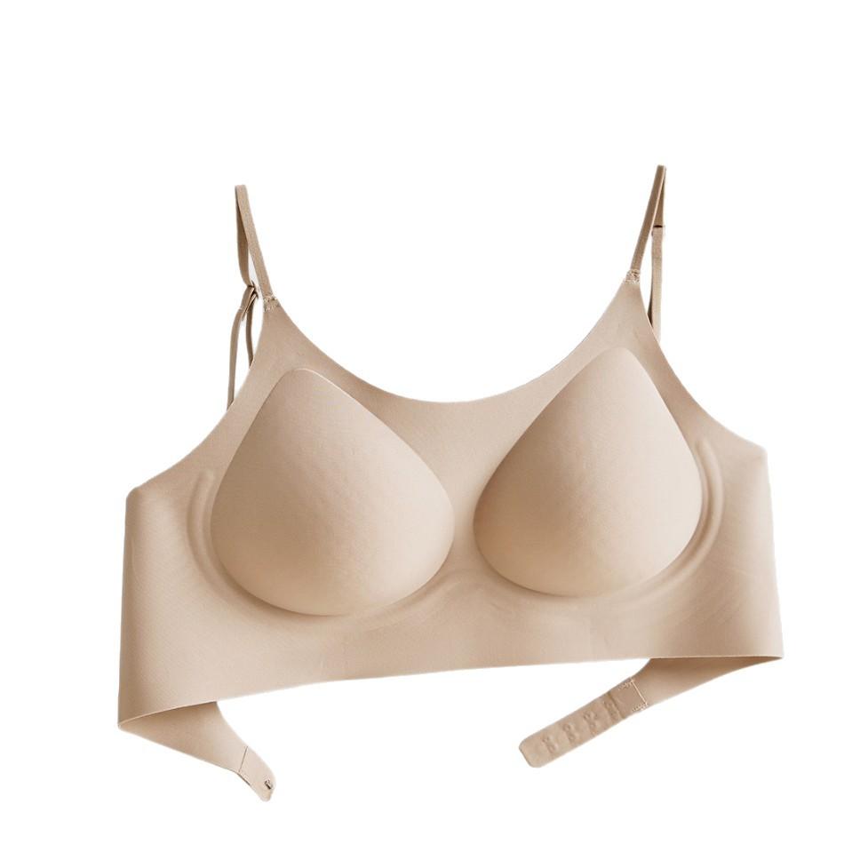 New seamless invisible liquid foundation underwear women's thin model without steel ring fixed cup gathering beautiful back bra summer thin model