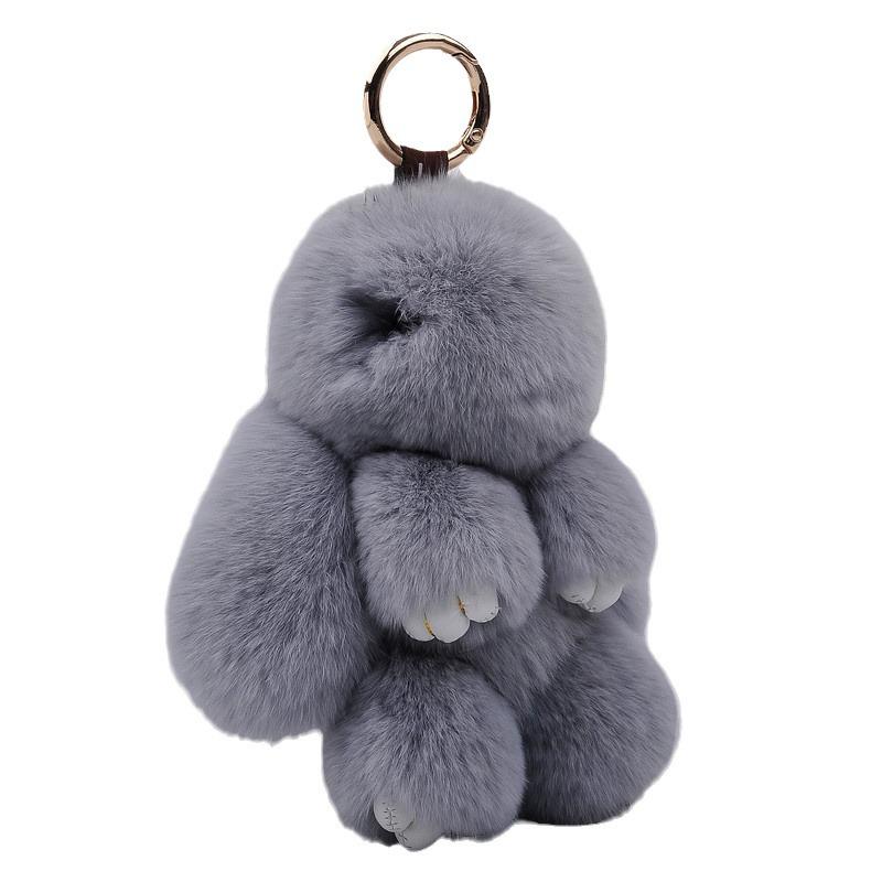 Брелок-помпон из меха кролика рекс - Милый плюшевый кролик-подвеска и шарм для сумки