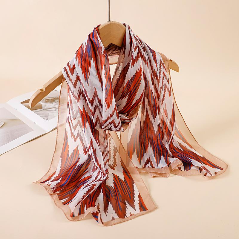 New Fashion Luxury Print Design Women Silk Scarf Shawl Elegant Headscarf Hijabs Chiffon Muslim Wrap Scarves