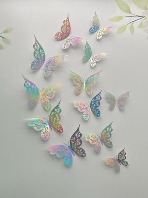 12 шт. 3D полые бабочки настенные наклейки спальня гостиная украшение дома бумажная бабочка