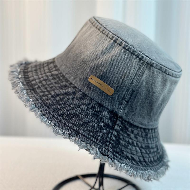 Весенняя новинка, постепенные изменения, необработанный край, вымытая джинсовая панама, женская шляпа для отдыха, солнцезащитный козырек, женская панама