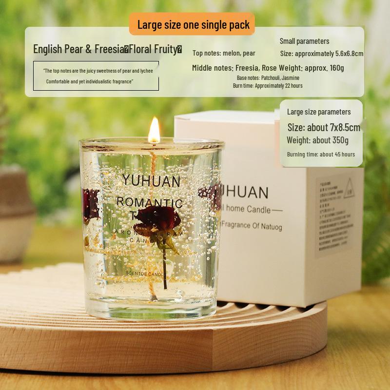 Свеча из соевого воска с ароматом, с настоящим цветком и золотой фольгой - Ароматерапевтическое эфирное масло в стекле с цветочным ароматом.