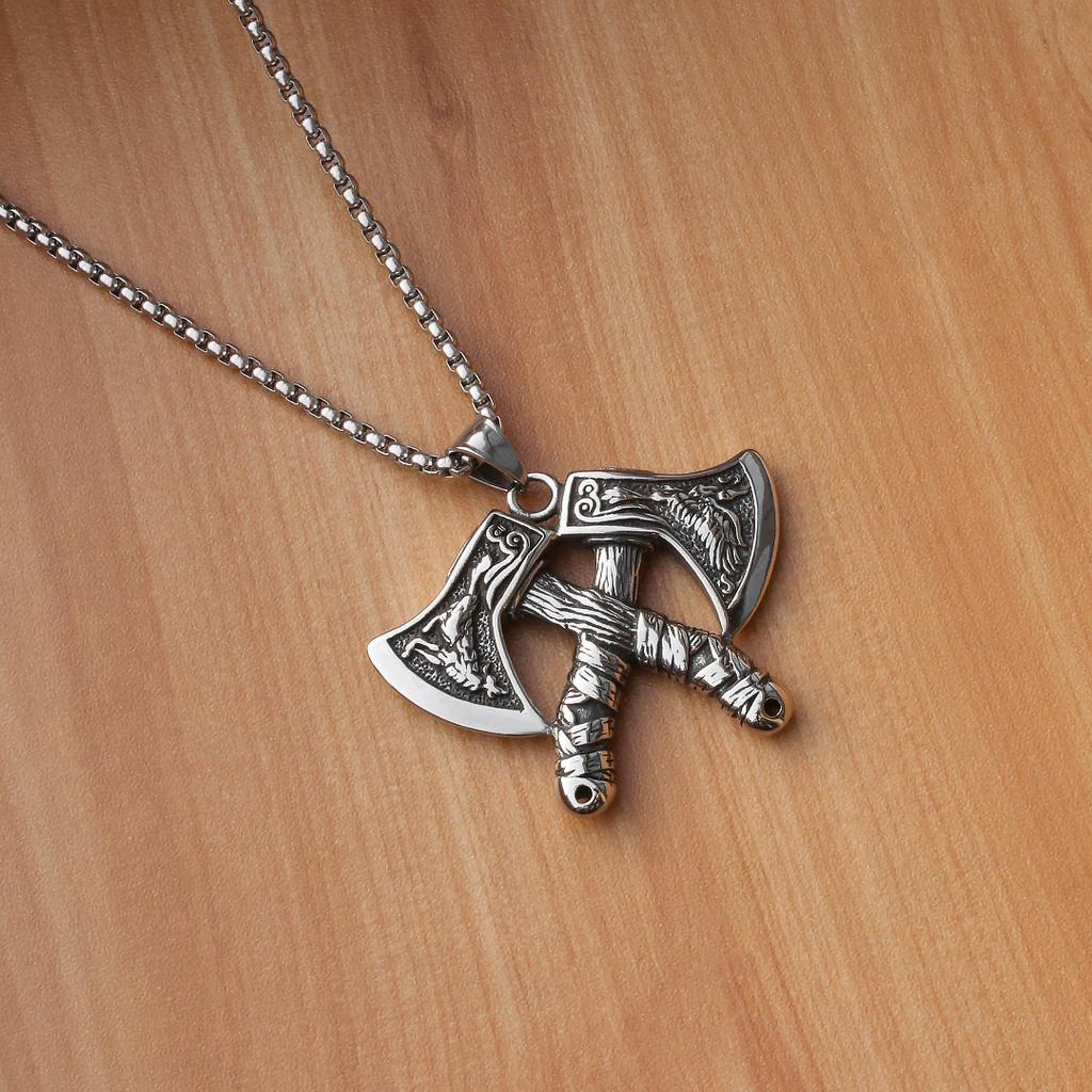 Европейские и американские популярные украшения Ретро ожерелье Мужской кулон в виде боевого топора из титановой стали Титановая сталь