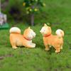 Cute Resin Akita Dog Figurine For Creative Bonsai Decoration Yellow Dog