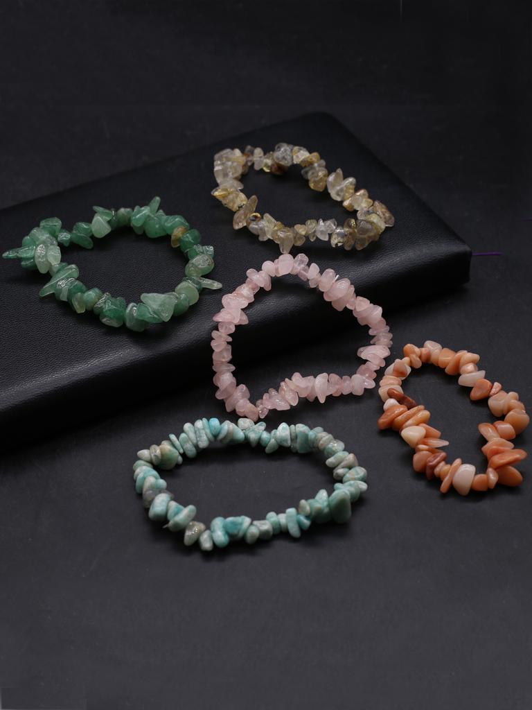 Новый стиль, женский браслет из натурального камня, розовый кварц/зеленый авантюрин, гравийный браслет для женщин, цепочка для подарков на день рождения, 18 см