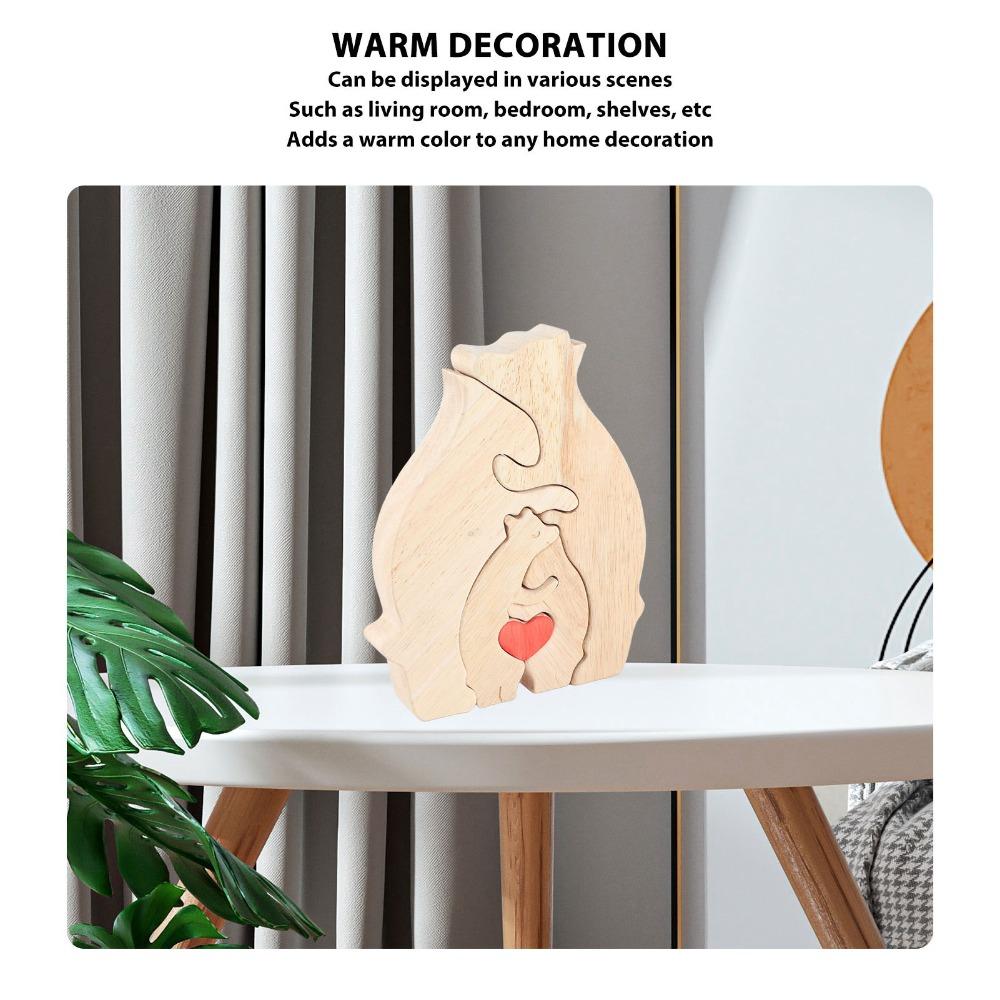 4.72x5.91x0.79in Beech Wood Bear Puzzle Ornament Cabinet Surface Layout Craft