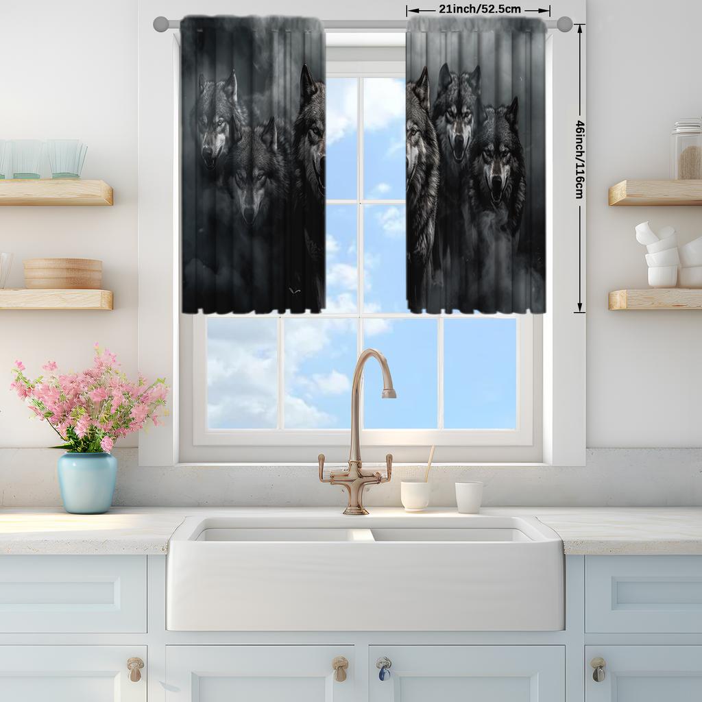 Штора с принтом «Стая волков» для домашнего декора - Оконная штора с карманной лентой для спальни, кухни, гостиной
