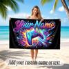 Game Controller Theme Soft Beach Towel Personalized Custom Name Text Towel Portable for Beach Pool Travel