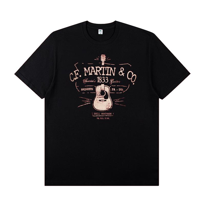 Martin Martin Guitarist Costume Rock Band T-shirt Men's Short Sleeve Instrument Print Cotton T-shirt Summer Clothing Tops Tee
