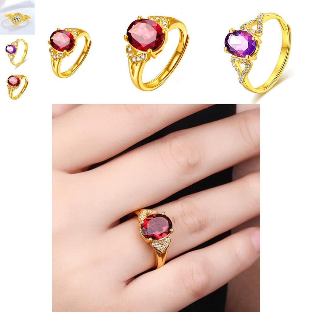 Красивое регулируемое женское кольцо с фиолетовым аметистом и сверкающими бриллиантовыми акцентами