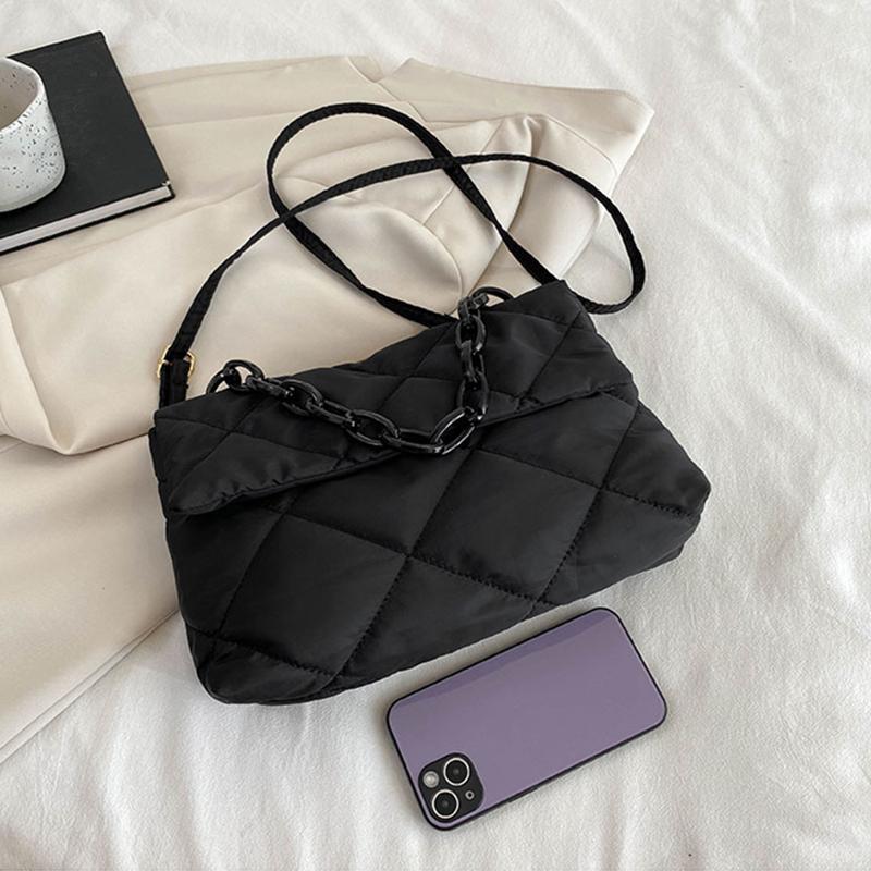 Yogodlns Квадратные сумки через плечо большой вместимости, повседневные женские сумки с цепочкой, модные стеганые универсальные зимние простые сумки для покупок для девочек