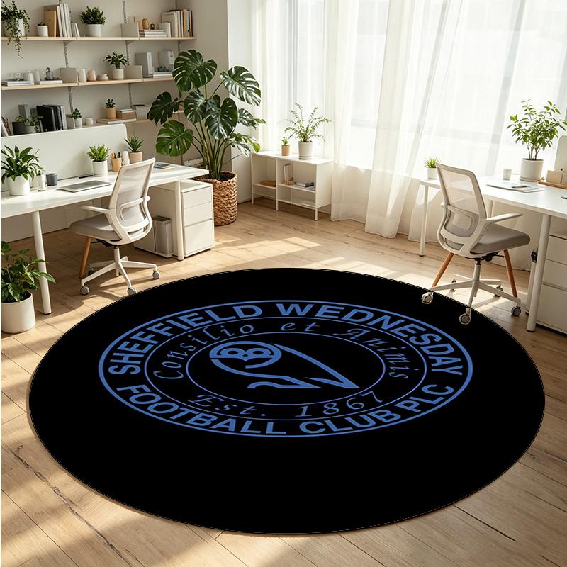 Sheffield Wednesday Printed Round Crystal Velvet Rug Soft Non Slip Floor Carpet For Bedroom Holiday Gift