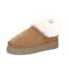 XD1 Leather Velvet Sheepskin Fur Integrated Thick-bottomed Low-top Snow Boots Women's Fluffy Boots