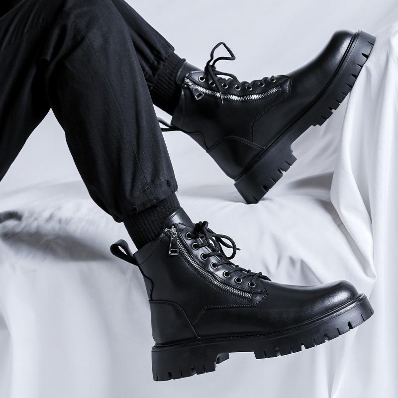 Мужская мода оригинальные кожаные ботинки черные стильные туфли на платформе для вечеринки выпускного платья ковбойские ботильоны красивые мотоциклетные боты