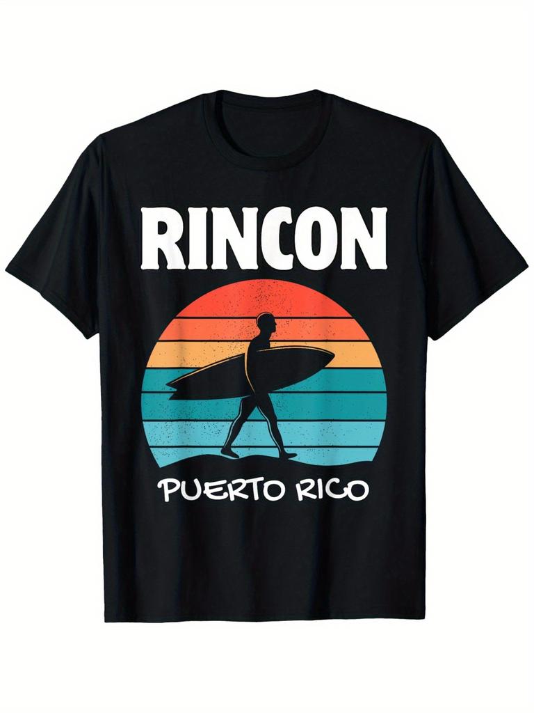 Mens and Womens Retro Surfing Tshirt with Puerto Rican Surfing Design Retro Surfing Pattern Tshirt for Men and Wave Printing