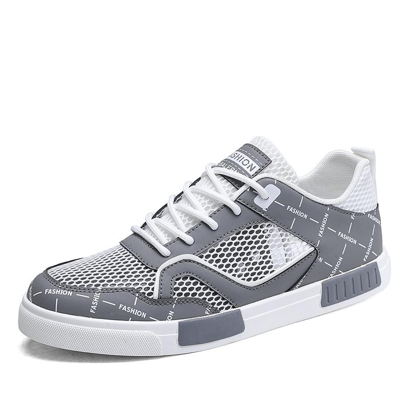 Мужская спортивная обувь, повседневная обувь для скейтбординга, летние дышащие студенческие серые кроссовки для бега, большие размеры