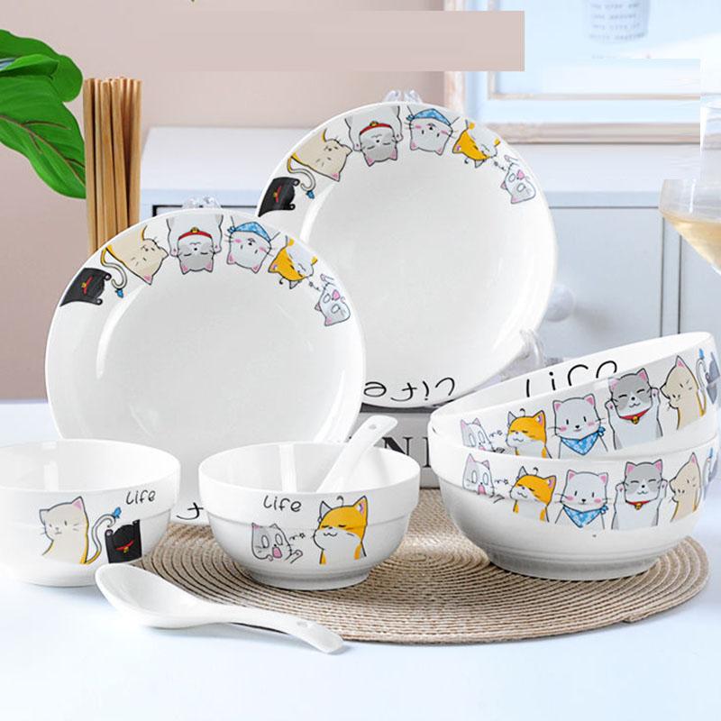Ceramic Bowl Rice Bowl 2 People Food Tableware Combination Plate Dish Set Dinner Bowl Soup Bowl Fish Plate