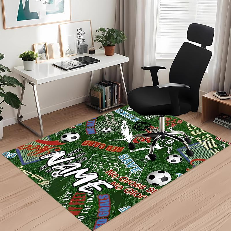 Custom Name Soccer Printed Carpet, for Office Chair Living Room Bedroom Kitchen Room Decor Gifts.