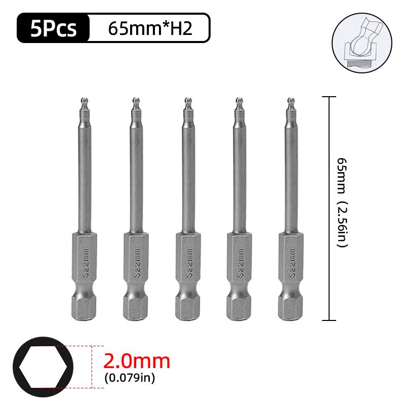 Набор шестигранных отверток с шаровым наконечником, шестигранный ключ, отвертка, сверло с хвостовиком 1/4 дюйма, магнитная сталь S2 65/100 мм, ручные ремонтные инструменты