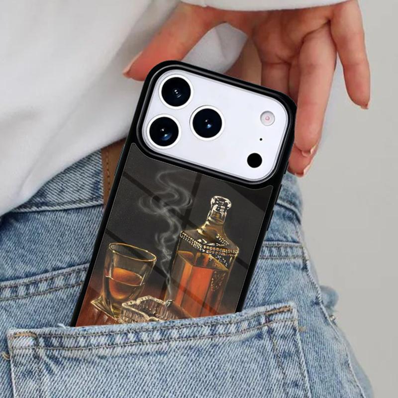 Cigar Whiskey Ice Drink Phone Case for iPhone 16e 15 14 13 12 17 Pro Max Plus Air 17pro Cover Coque