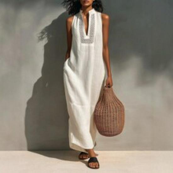Summer Sleeveless Halter Irregular Ruffle Dress for Women - Apricot
