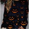Свитшоты на Хэллоуин с принтом тыквы в виде 3D-толстовки с капюшоном для женщин, повседневные толстовки с круглым вырезом, уличная одежда, свободный свитер Harajuku, женская одежда