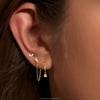 3 Pairs Zircon Pendant Stud Chain Hoop Earrings Set for Women Gold Plated Brass Dangle Jewelry