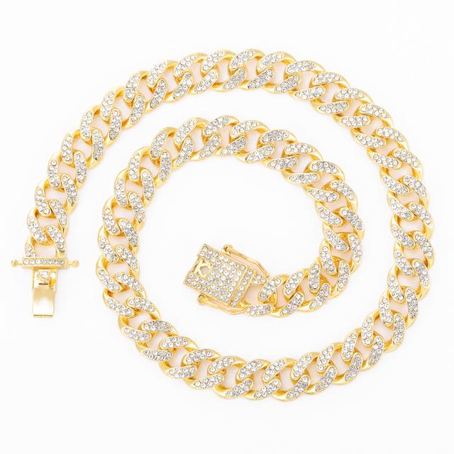 13 мм зубец кубинская цепочка-цепочка для мужчин хип-хоп Iced Out Bling Роскошное ожерелье со стразами, рэперское женское ювелирное изделие