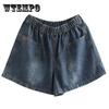 Women's Plus Size Denim Wide-leg Shorts Summer Loose and Thin Personality Big Pocket Fashion All-match Culottes