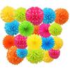 Paper Pom Poms Color Tissue Flowers Hanging Paper Fans Celebration Wedding Birthday Party Halloween Christmas Outdoor Decoration-Set of 20