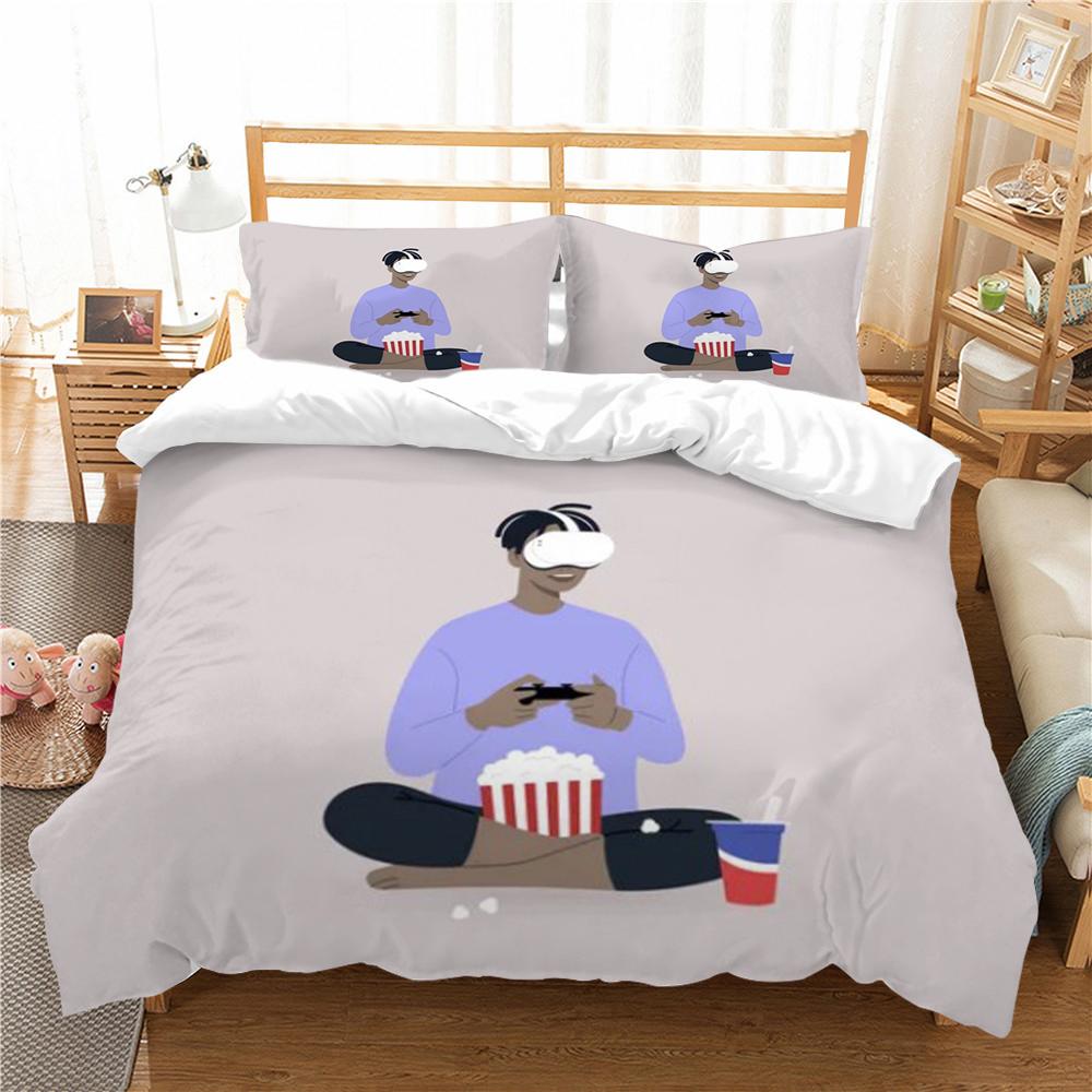 Постельное белье с игровой ручкой и принтом, набор пододеяльников, крутой домашний текстиль, детское постельное белье, комплект королевских размеров, стеганый чехол