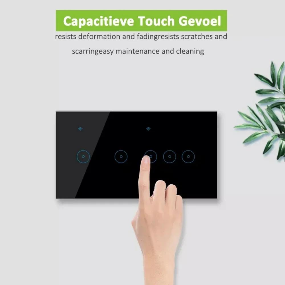 Melery WIFI Tuya Smart 4/5/6 Gang Light Switch Сенсорная стеклянная панель Беспроводной настенный выключатель Alexa Google Home Voice Remote Control