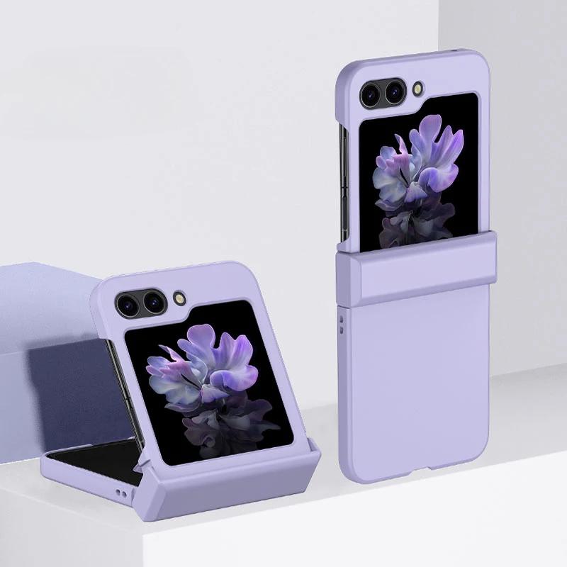 Чехол-ракушка с покрытием под кожу для Samsung Galaxy Z Flip 7 6 5 4 3 Flip6 Flip5 Flip4 Flip7 Защита шарнира Ударопрочный чехол