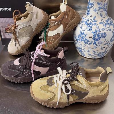 Внутренние увеличивающие рост толстоподошвенные универсальные модные повседневные спортивные папины кроссовки женские весенне-осенние новые нишевые ретро нравственные тренировочные туфли