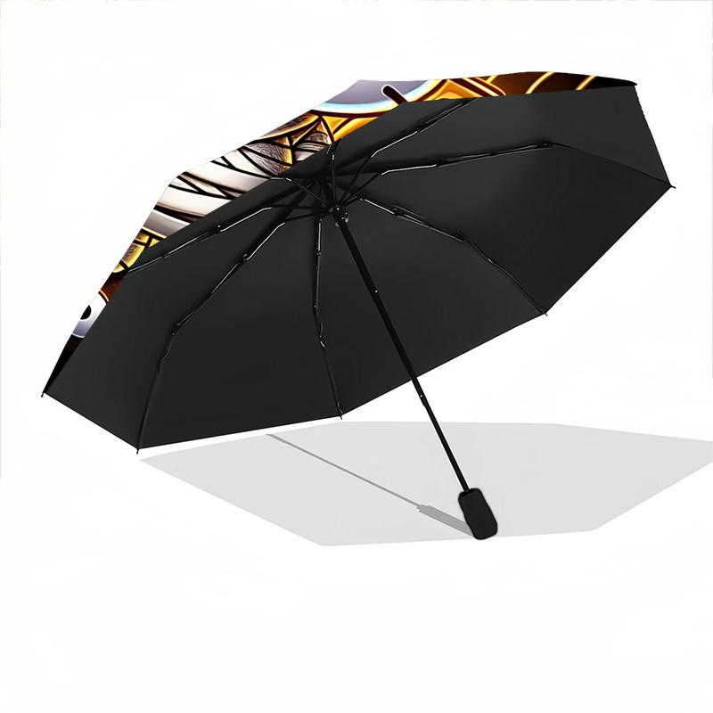 1PC Halloween Hello Kitty Pattern Auto Folding Umbrella, Portable Collapsible Design, Casual Outdoor Accessory, For All Seasons, Christmas Birthday Fe