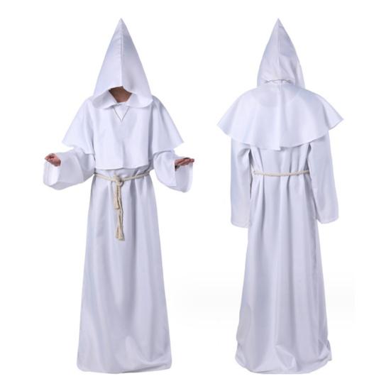 1 комплект, костюм для косплея на Хэллоуин, халат, пояс, ожерелье, комплект с капюшоном и длинными рукавами, средневековый монах, ведьма, пастор, вечерние представления, ролевой костюм