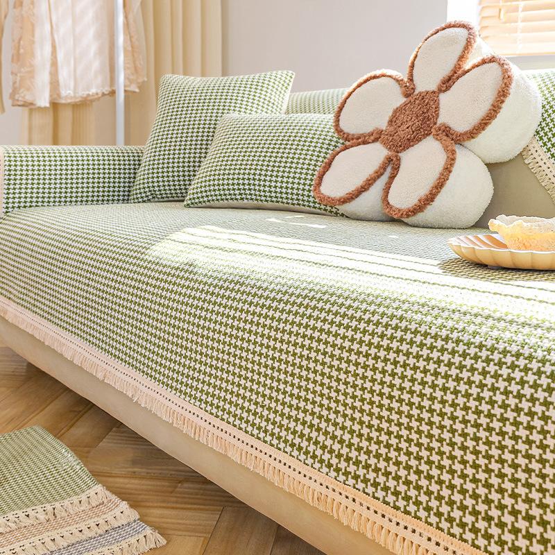 Новый Чехол для дивана из хлопка и льна Thousand Bird Grid, угловой диван, комбинированная мебель, противоскользящая подушка с полным покрытием, полотенце для дивана