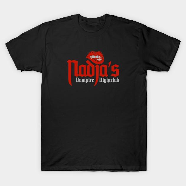 Asian Size Men Black Print T-shirt Nadja'S Vampire Nightclub No-Cut Heat Transfer Print Cotton Tshirt