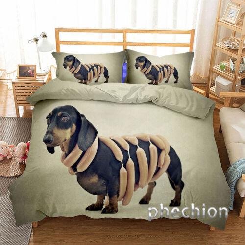 Пододеяльник и наволочка с 3D-таксой, комплект постельного белья для одной двуспальной кровати размера «queen-size»