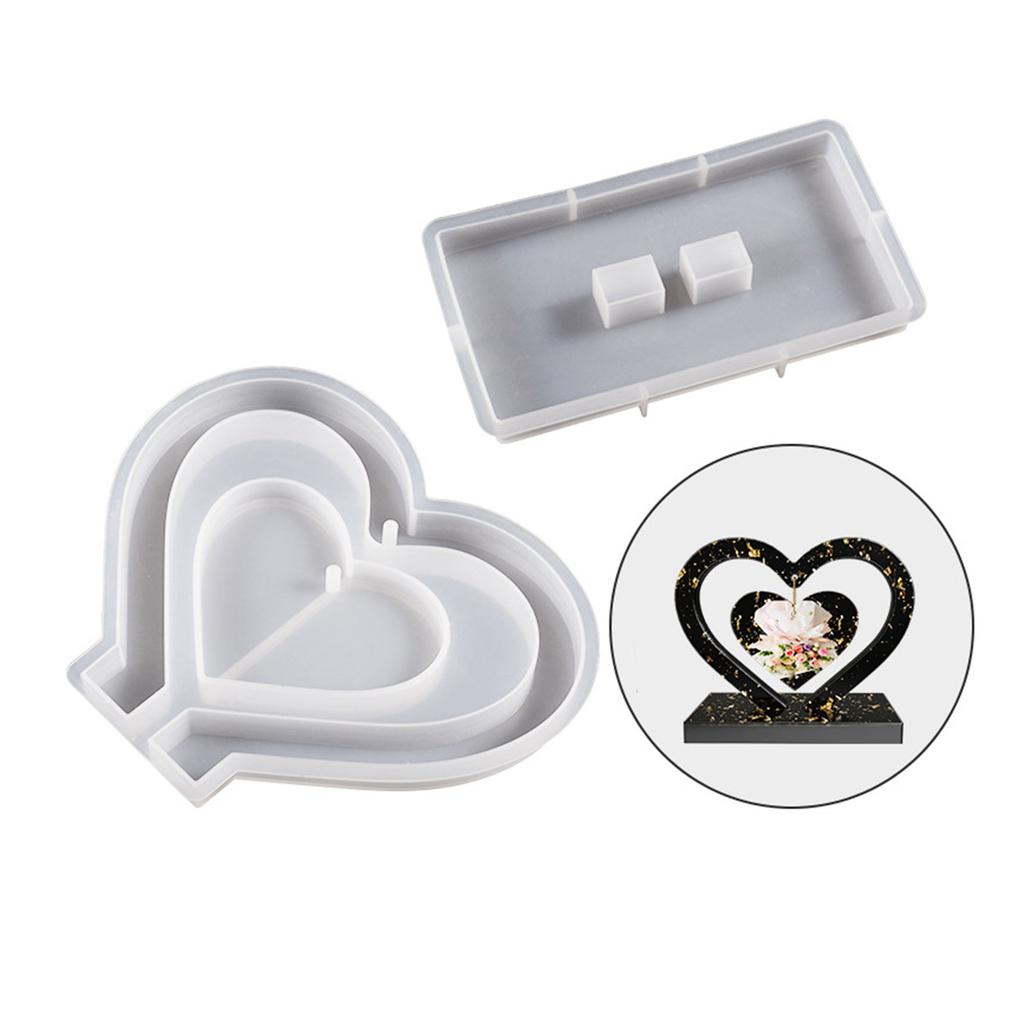Resin Photo Frame Molds Heart Shape Silicone Mold for DIY Casting Epoxy Mould with Base Crafts for Table Home Decoration