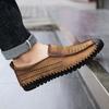 Men's Genuine Leather Casual Shoes Slip On Hollow Shoes Summer Large Size 39-48