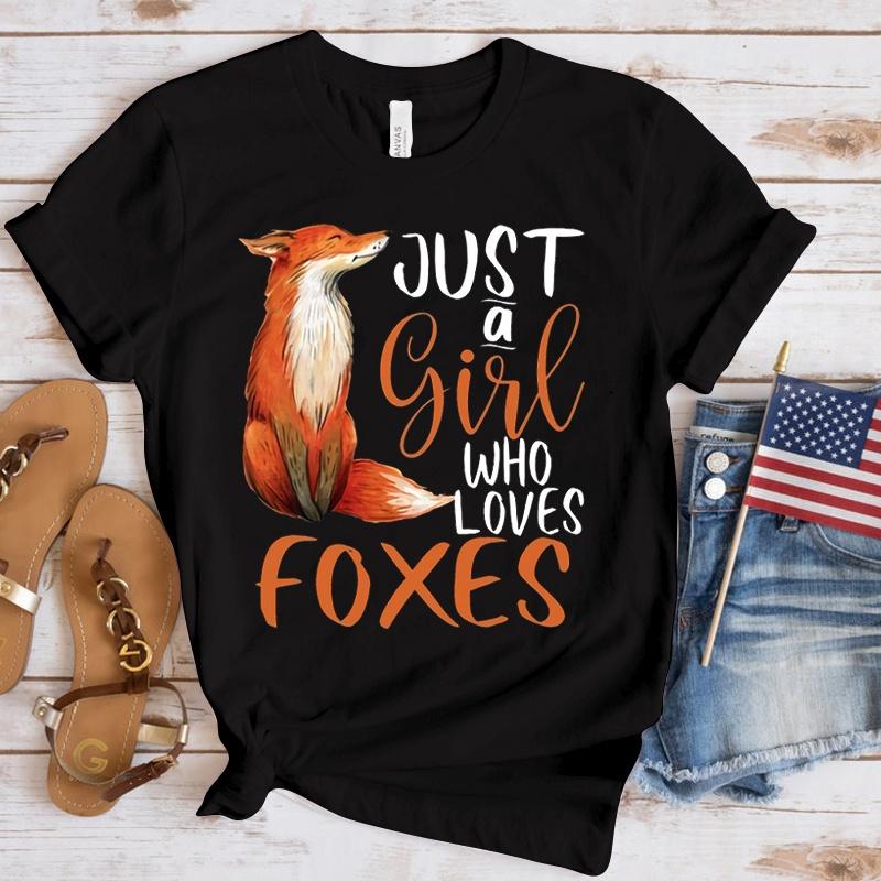 Summer Fashion Just A Girl Who Loves Foxes 3d Print Womens T Shirt Harajuku Streetwear T-Shirt Casual Tops Tees Loose Top