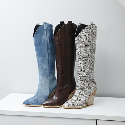 Индивидуальные туфли-клинья для женщин, с острым носком, на высоком каблуке, женские сапоги 2025, новые зимние сапоги до колена, женские, больших размеров 41-48 WSH3745