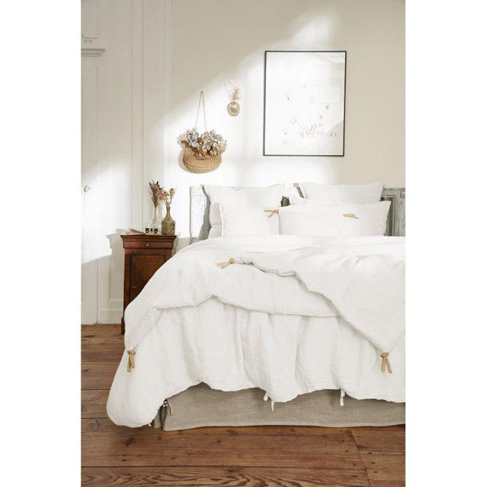 Edredon ou Bout de lit matelassé 90 x 200 cm "Soline" Lin lavé - Soline Craie