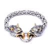 Мужской властный браслет из нержавеющей стали с головой волка, браслет ручной работы, цепочка с круглыми звеньями