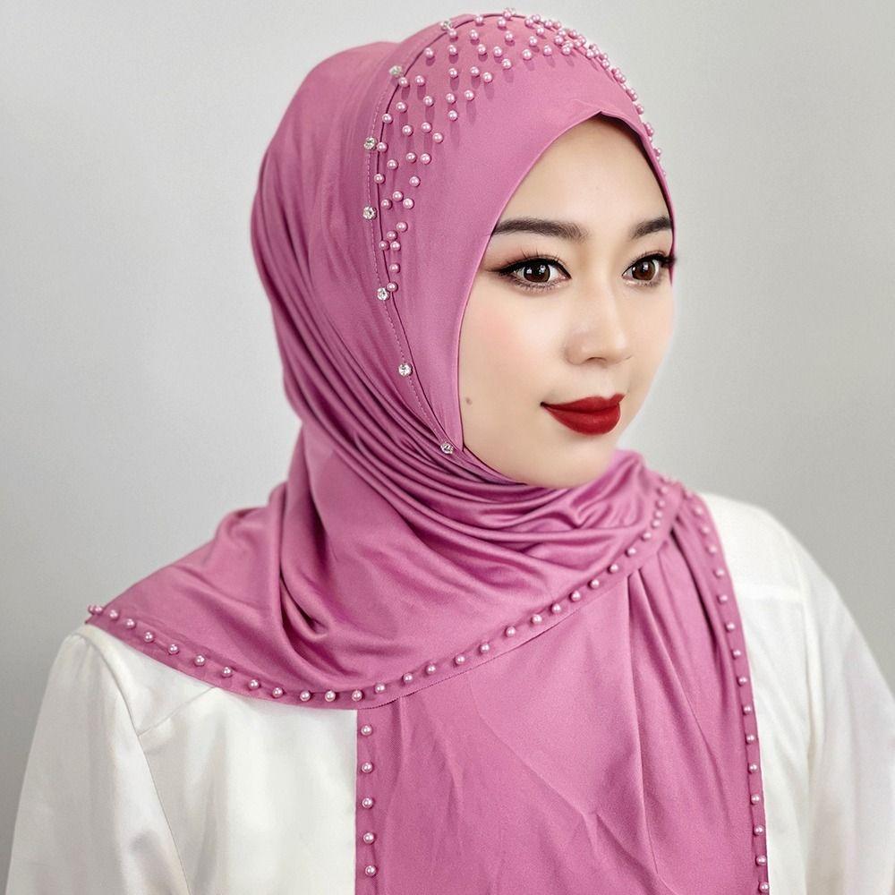 Расшитые бисером арабские хиджабы-шапки однотонные турецкие повязки-шарфы удобные мусульманские хиджабы женские