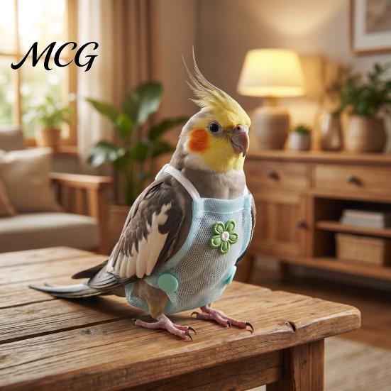 Parrot Travel Harness Diaper Clothes with Leash, Flight Diaper, Reusable Nappy Clothes, Outdoor Training for Parakeet Budgies Conure Lightweight