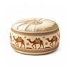 Embroidered Pattern Storage Ottoman Round Shape Floor Seat Cushion Fillable Ottoman Pouf  Home Use