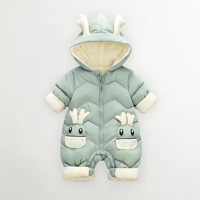 Одежда для новорожденной девочки Зимний комбинезон Плюс бархат Толстый Комбинезон для маленьких мальчиков 0-3 года Ромпер Мальчик Комбинезон Пальто для малышей